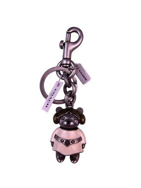 Coach X Star Wars Silver Tone Princess Leia Bear Keychain Charm With Pouch